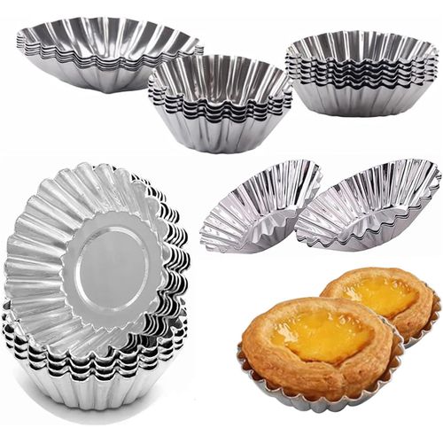 25 Pièces Moule Tartelette Conception Antiadhésive Moule Pasteis de Nata Petit et Portable s Tarte Oeuf pan Réutilisation pour Anniversaire Remise de Diplôme Anniversaire