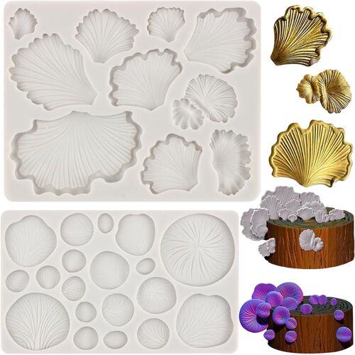 Lot De 2 Moules À Fondant En Forme De Champignons Plantes Champignons Décoration De Gâteaux En Silicone Ginkgo Biloba Bonbons Chocolat Décoration De Cupcakes Pâte À Gomme Argile Polymère