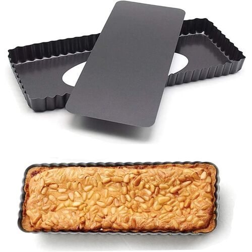 Jexnovashop-Moule À Tarte Rectangulaire Fond Amovible Antiadhésif Pour Biscuits Et Muffins - Format Carré 36.5x14.5x3cm