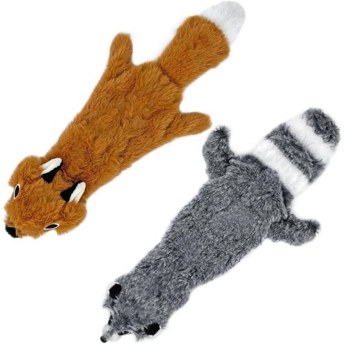 Jouets Couineurs 2 En 1,Tissu Doux Et Durable Pour Chien Petit,Moyen Et Grand,Sans Rembourrage,Pour L'intérieur,Pour Morsures Actives Et Jeu,Renard,Raton Laveur,Taille S