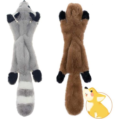 Teppc-Lot De 2 Jouets Sonores En Peluche À Couinement Pour Chiens, Non Farcis Et Sécuritaires À Mâcher, Pour Chiot, Chiens De Petite Et Moyenne Taille ¿ Écureuil Et Raton Laveur