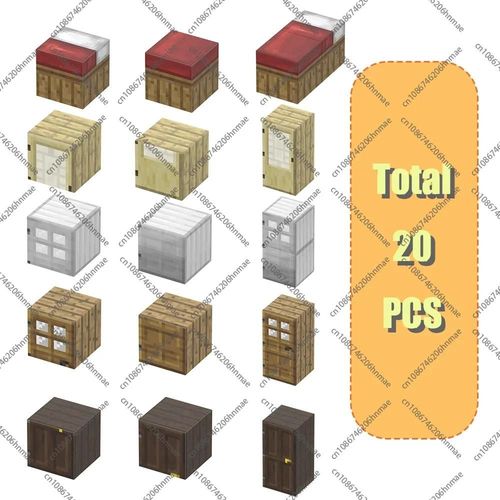 ORE-Blocs de Construction magnétiques Mine World,Cube magnétique pour empilage,ensemble de Construction,jouets sensoriels éducatifs pour enfants garçons filles âgés de 3 ans et plus,bricolage--DoorAndBed-20PCS