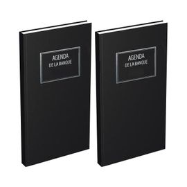Lecas Agenda Banquier Long 15 X 34 Cm Privilège 2 Volumes Noir