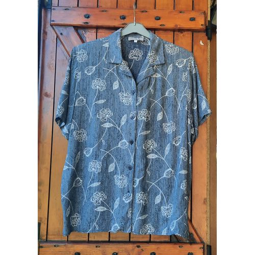Chemise Grise À Fleurs Blanches, Femme, Daxon, Taille 44