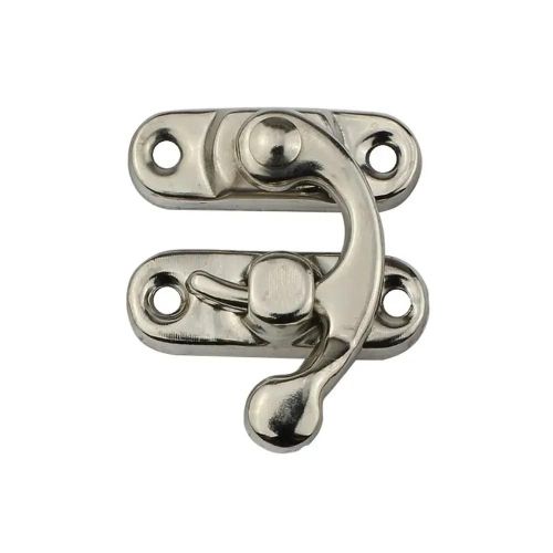 ORE-Mini crochet à bascule en Bronze,12 pièces,gauche/droite,Vintage,bras pivotant,loquet en métal,boucle incurvée pour boîte à bijoux,boîte à outils--12pcs Silver right