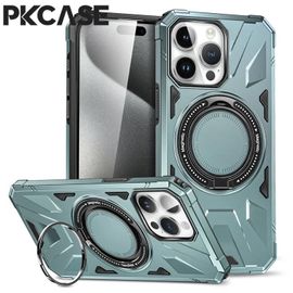 Ore-Pkcase Antichoc Anneau Magnétique Support Coque De Téléphone Pour Iphone 16 15 14 Plus 13 12 Pro Max Support De Charge Sans Fil Couverture-Iphone 14 Pro Max-Green