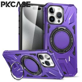Ore-Pkcase Antichoc Anneau Magnétique Support Coque De Téléphone Pour Iphone 16 15 14 Plus 13 12 Pro Max Support De Charge Sans Fil Couverture-Iphone 14 Pro Max-Purple
