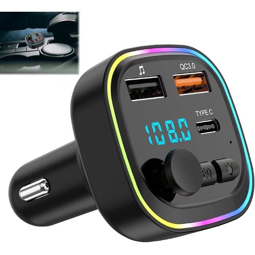 KALANKA-Transmetteur Bluetooth Voiture 5.3, Transmetteur FM Bluetooth Voiture Adaptateur Bluetooth Voiture PD 36W & QC3.0 18W Chargeur Allume Cigare Bluetooth Émetteur, Support Carte TF
