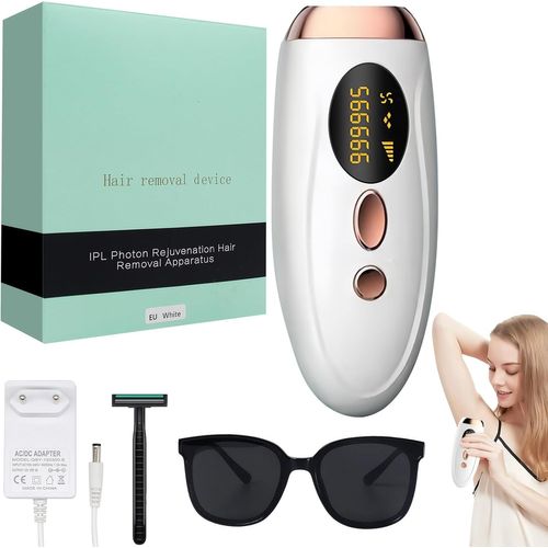 Épilateur Lumière Pulsée, Appareils Épilation Laser, Épilation Laser, Épilateur Sans Douleur Pour Le Visage, Les Aisselles, Les Bras, Les Jambes Et Le Corps (Blanc)