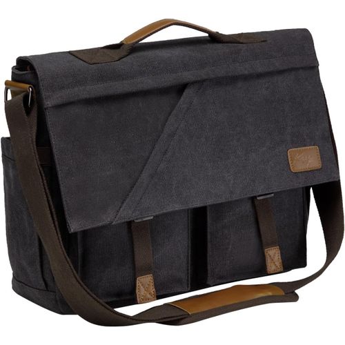 Loc-Sac À Bandoulière Homme,Imperméable Vintage Toile 15,6 Pouces Sacoche Ordinateur Sac De Mes R Avec Bandoulière Rembourrée Et Sangle À Bagages