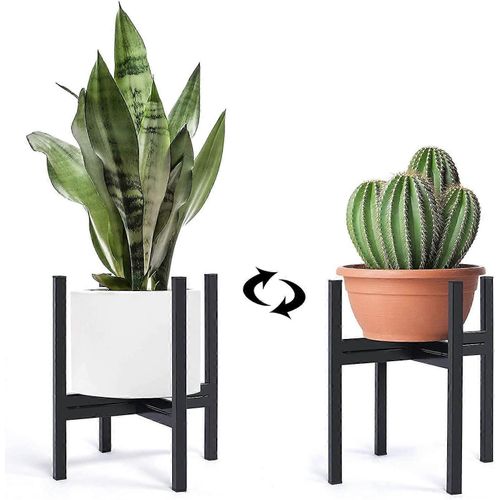 Support pour plantes d'intérieur, support de jardinière en métal avec sac à plantes, support pour plantes en pot d'extérieur, support de pot de fleurs du milieu du siècle de 10 pouces noir