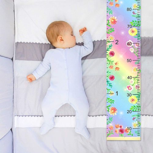 Toise Murale Pour Enfants, Règle De Mesure De La Hauteur Amovible Pour Garçons Et Filles, Règle De Croissance, Décoration Murale Licorne, 200 Cm, 20 Cm (Fleur Arc-En-Ciel)