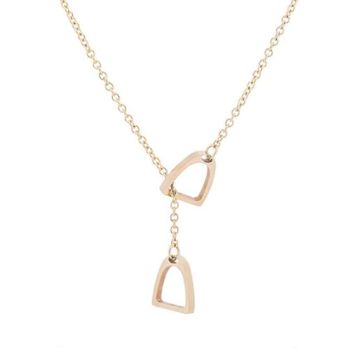 Collier Étrier De Cheval Avec Porte-Bonheur, Collier Unique Avec Pendentif En Fer À Cheval, Élégant Et Ras Du Cou Pour Femme, Couleur Or