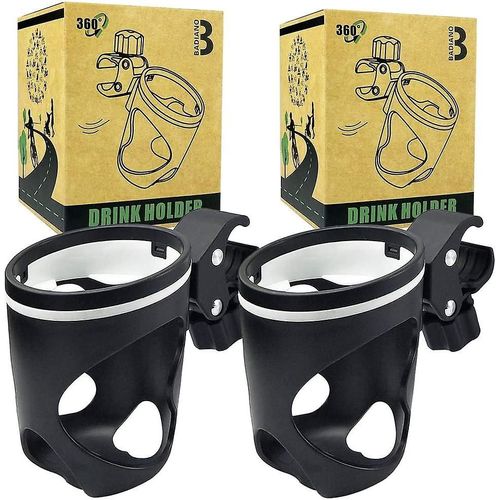 Lot De 2 Porte-Gobelets Pour Poussette, Porte-Gobelet Universel Pour Vélos, Fauteuils Roulants Et Chariots Avec Vue À 360°