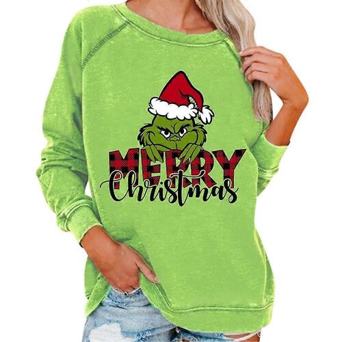 Sweat-Shirt Imprimé Grinch Pour Femme, Pull Décontracté De Noël