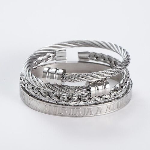 Bracelet En Acier Inoxydable 2025 Pour Homme, Bracelet Jonc Doré Avec Chiffres Romains, Bracelet Manchette Réglable