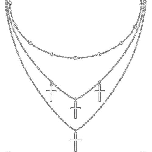 Collier Pendentif Multicouche En Argent Sterling À Triple Chaîne Pour Femme