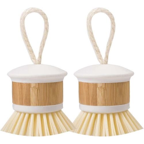 Brosse à récurer en bambou, brosse de cuisine pour casseroles, poêles, éviers, lot de 2