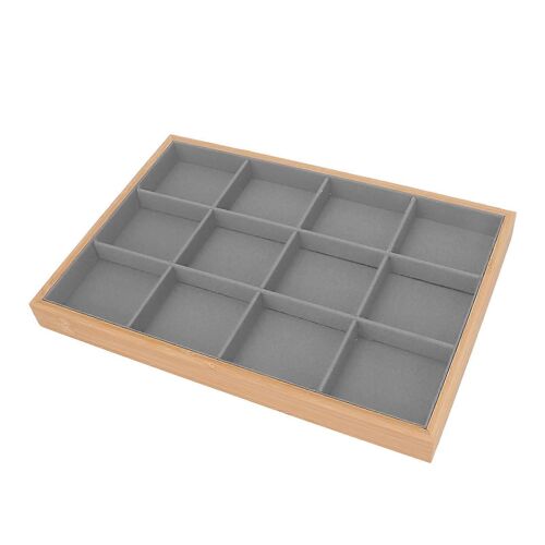 12 Grille Plateau À Bijoux - Apparence Douce Et Élégante Avec Un Rangement Léger Solide Pour La Chambre À Coucher, Finition Grise