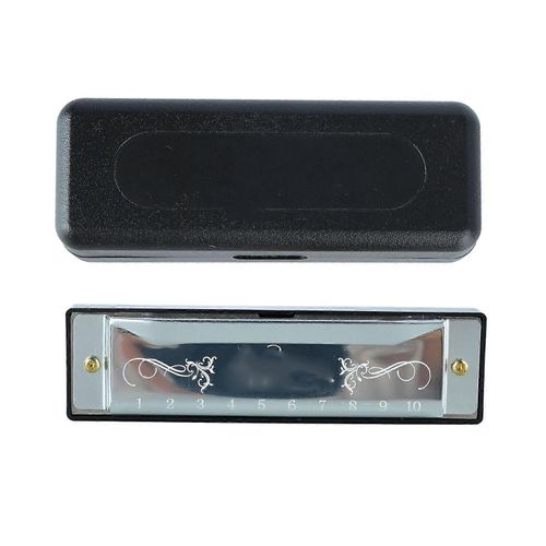 Harmonica 10 Trou 20 Tune C Clé Professionnel Standard Orgue À Bouche Avec Etui Pour Enfant Débutant Argent