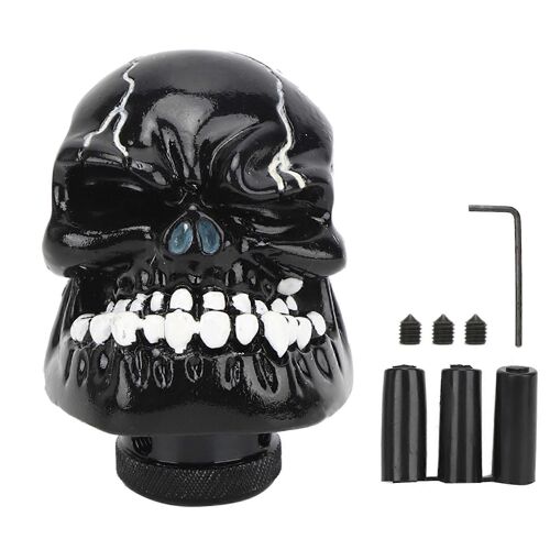 Tête De Mort Stick Levier De Levier De Changement De Vitesse Modifié 8mm / 10mm / 12mm Adaptateursnoir