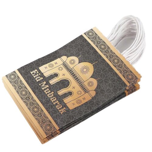 12 Pcs Ramadan Cadeau Sac avec Corde Poignée Papier Décorations Fourre-tout Fournitures D'artisanat EID MUBARAK