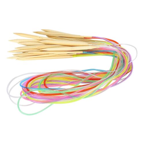 18 Pcs Aiguille Circulaire Doublepoint Bambou Couleur Flexible Tube Connexion Tricot Outil Ensemble (100cm)