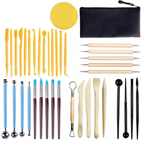 Kit D'outils D'argile Céramique Portable Argile Polymère Outils De Sculpture Avec Sac De Rangement Pour La Sculpture Dessin Dotting 38pcs
