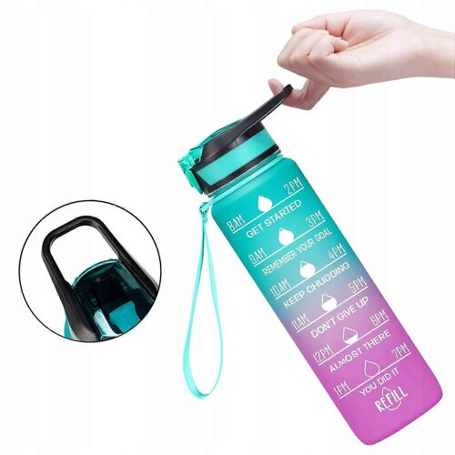 Bouteille D'eau Avec Tasse À Mesurer De Motivation De Fitness
