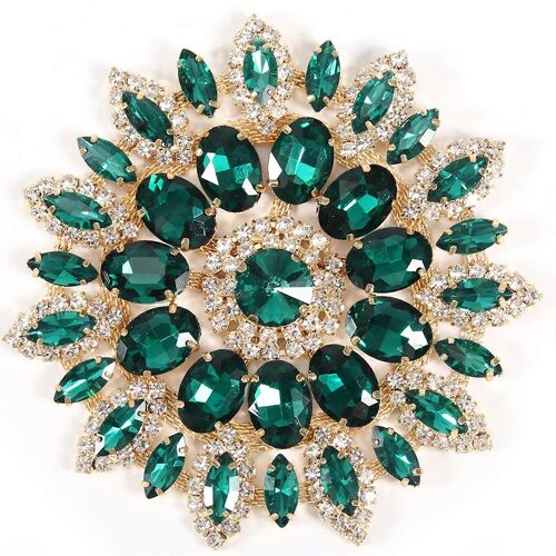 Cristal Verre Strass Décoration Diy Vêtements Femmes Accessoires 11cm (Vert Base D'or)