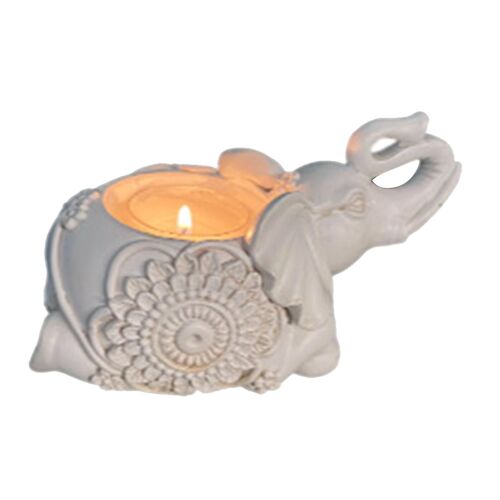 Elephant Candle Holder Decorative Resin Durable Statue Candlestick for Home Table Study Type B