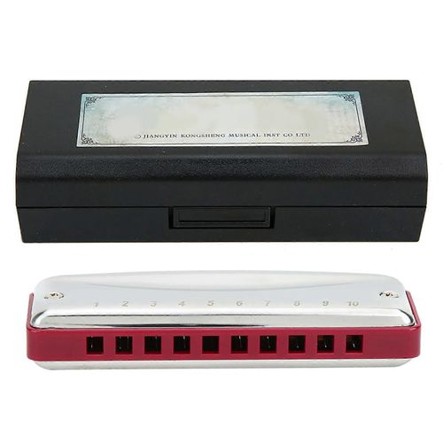 Harmonica Blues 10 Trous,Instrument À Vent Portable,Clé De Lab,Haute Brillance,Étanche