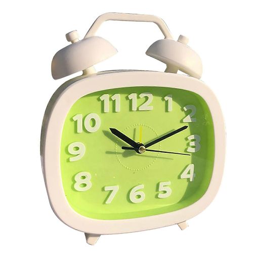 Réveil vertical à double cloche,alimenté par piles,pour chambre d'enfant,étudiant,vert