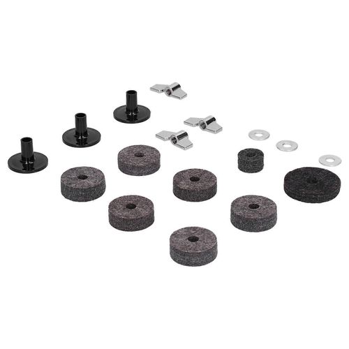 18pcs Cymbale Remplacement Accessoires Hihat Embrayage Feutre Cymbale Manchons Avec Base Wing Écrous Rondelle Gris