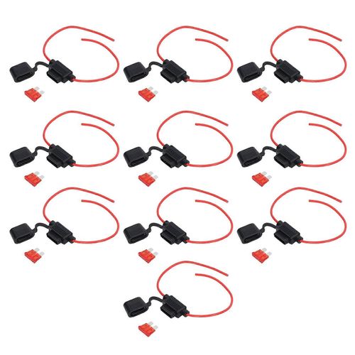 10Set Porte-fusible en ligne Résistance à la fusion Câblage facile Porte-fusible étanche avec fusible 18AWG,10A