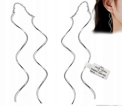 Boucles D'oreilles En Argent Sterling 925 Longues Suspendues