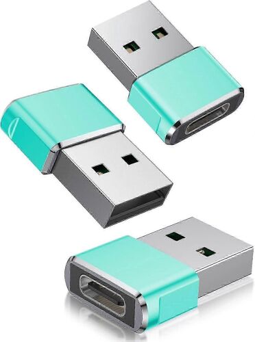 Adaptateur USB vers USB C Pack de 3,Type C Femelle vers A Mâle Convertisseur de Câble de Charge Vert