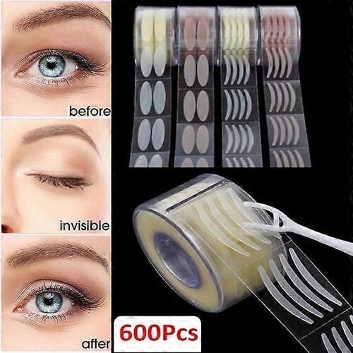 600 Pcs/300 Paires Stickers Double Paupière Fibre Invisible - Petit Beige 