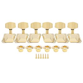 Clé D'accordage De Cordes Pour Guitare Semi-Fermée 3 Gauche 3 Droite Pièces D'instrument De Musique (Or)