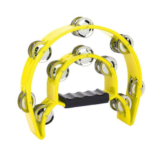 Clochette À Double Rangée De Grelots,Tambourin,Instrument De Musique À Percussion (Jaune)