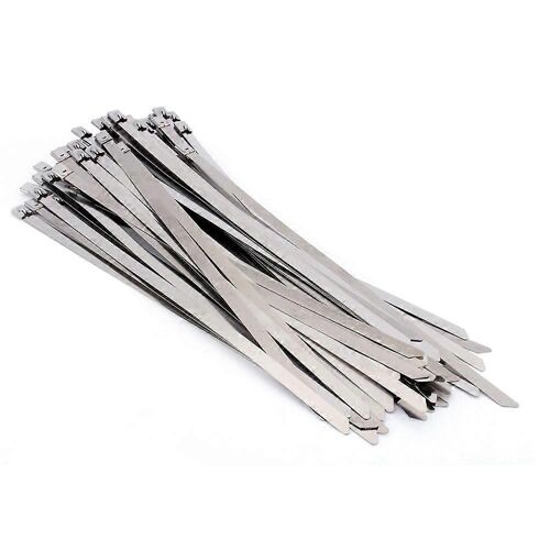 50pcs 12 « Enveloppe D'échappement En Acier Inoxydable Enduit De Câble Autobloquant Attaches Zippées