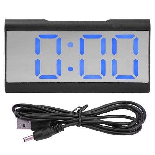 Réveil LED Affichage Numérique Miroir USB Chargement Horloge De Bureau Pour Chambre À Coucher À Domicile Bureau SchoolBlue