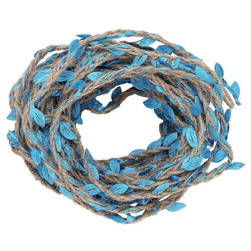 10 mètres de ruban de feuille artificielle tressé guirlande tissage chanvre corde bouquet bricolage accessoiresbleu