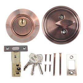 Serrure de porte de chambre à coucher antivol de sécurité à cylindre unique en acier inoxydable avec clés (bronze)
