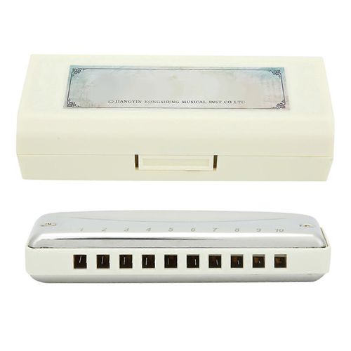 Harmonica Blues Inox 10 Trous Clé De Mib Pour Débutants Et Le Professionnelblanc