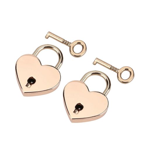 Lot de 2 cadenas en forme de coeur et serrure à clé squelette en métal pour bagages,agenda,livre,boîte à bijoux