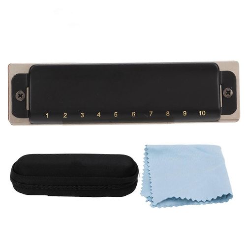 10 Trou Harmonica Métal C Clé Diatonique Harmonica Bouche Orgue Instruments De Musique Accessoiresnoir