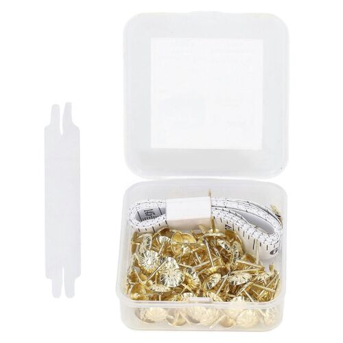 100pcs Rembourrage Tack Clou Décoratif Tête D'épingle À Ongles Kit D'ensemble En Acier Au Carbone Pour Meubles Or