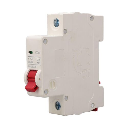 Disjoncteur CC 6000A Installation de rail de capacité de coupure Disjoncteur PV pour système solaire photovoltaïque 250V 20A 1P