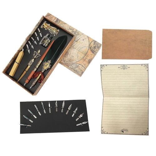 Plume Stylo Ensemble Rétro Britannique Créativité Écriture Costume Pour Affaires Couple Aîné Enseignant Cadeauvert Foncé